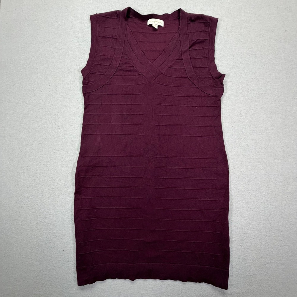 Nicki Minaj Bandage Dress Women XXL Purple Sleeveless V-Neck Ribbed Knit